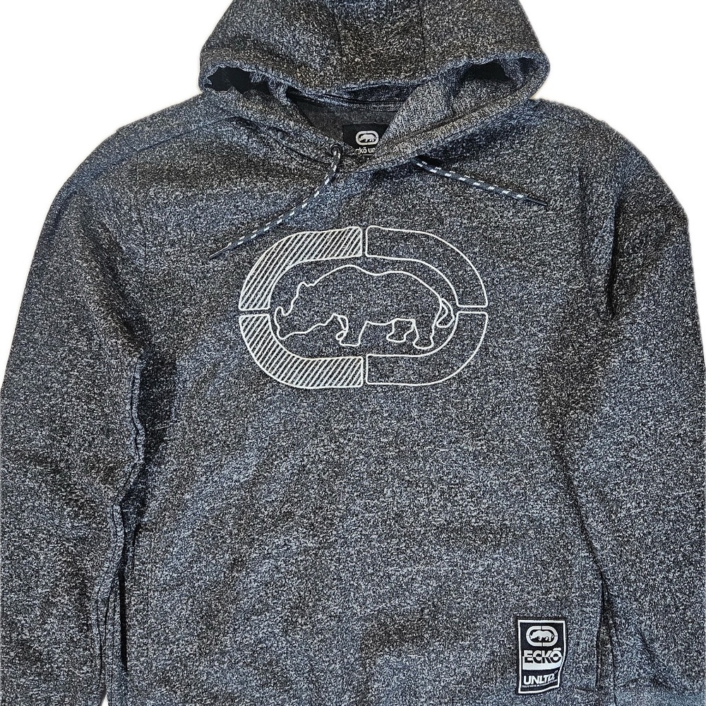 Ecko Unltd Hoodie Mens Medium Gray Fleece Pullover Sweatshirt Rhino Logo‎ Pocket